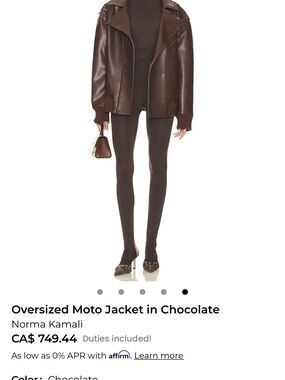 Norma Kamali Brown Oversized Moto Jacket